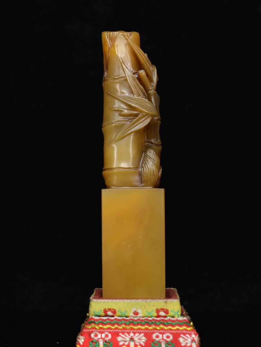 * rare article old warehouse * middle .. regular origin year inside . prefecture structure rice field yellow stone sculpture bamboo . seal China old fine art LRF0110