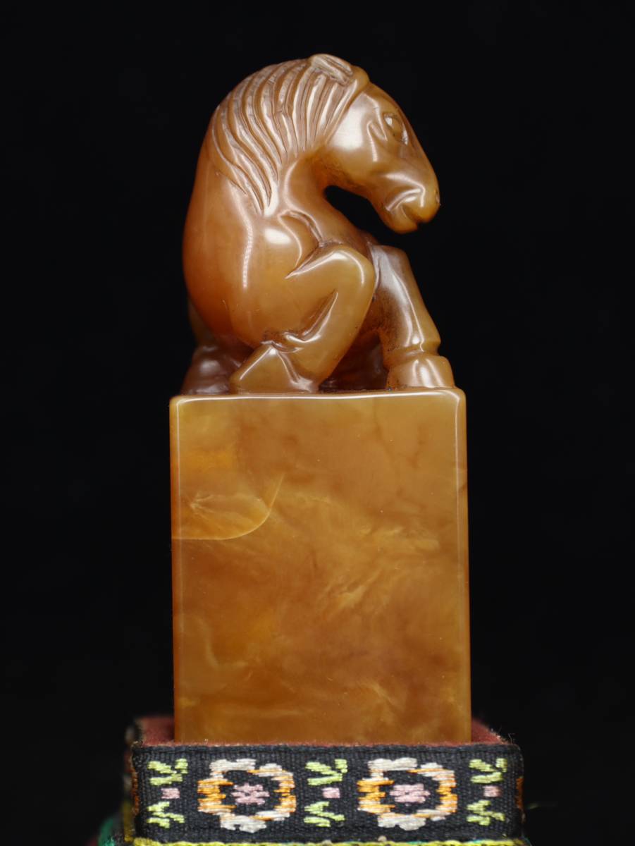 * rare article old warehouse *... for . regular 10 one inside . prefecture structure rice field yellow stone sculpture horse seal China old fine art LRF0110