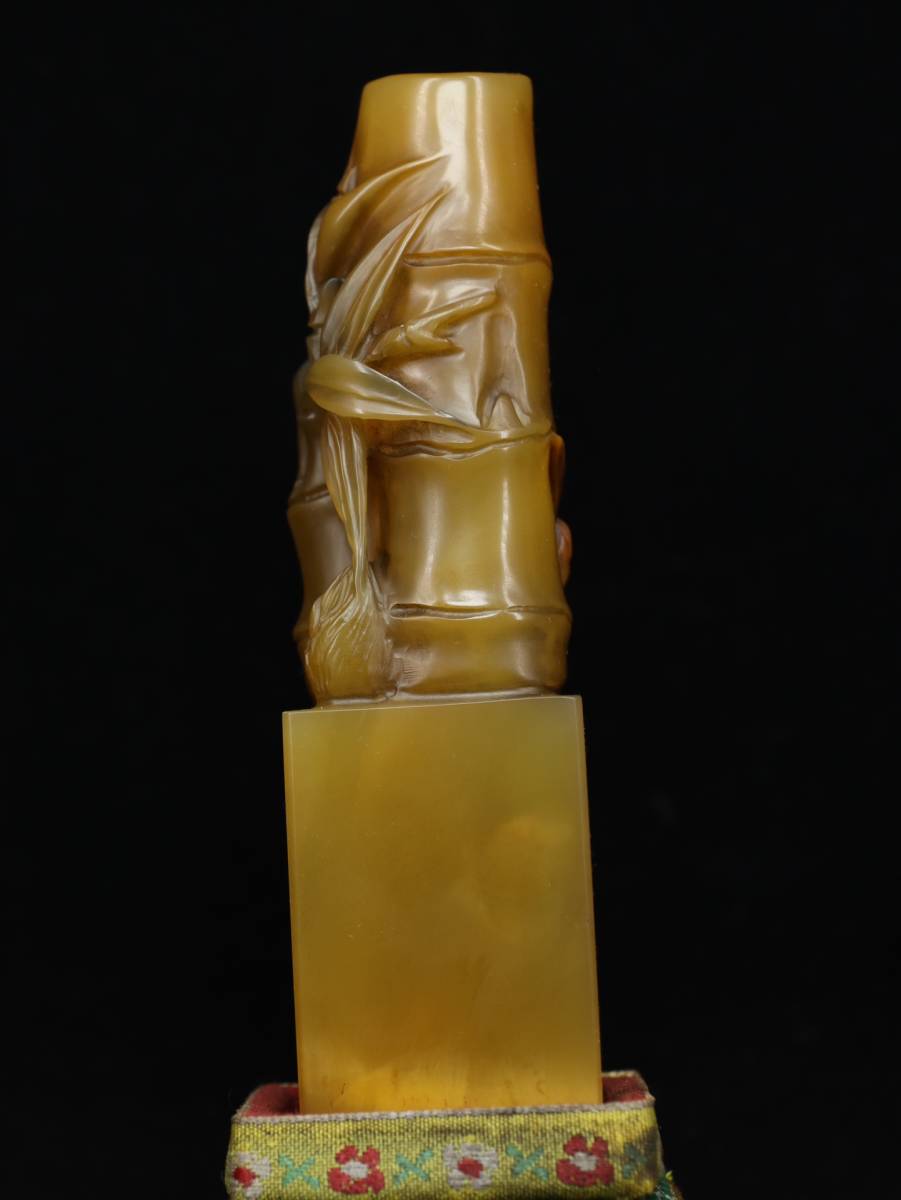 * rare article old warehouse * China Kiyoshi fee ..30 year inside . prefecture structure rice field yellow stone sculpture bamboo . seal small . carving original handmade sculpture China old fine art XF0111