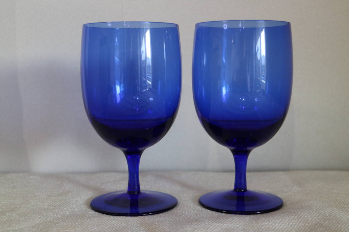 未使用 コバルトブルー ワイングラス ゴブレット ステムグラス ウォーターグラス ブルーグラス瑠璃色青ブルー ガラス製_画像1