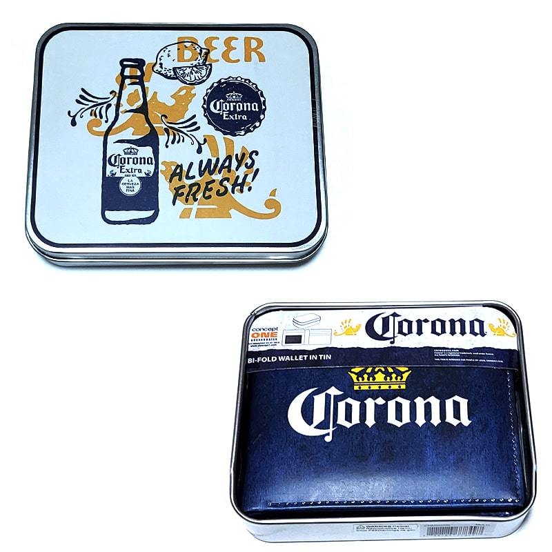 CORONA EXTRA 財布 二つ折り ティンケース 小物入れ 缶 おしゃれ コロナ ビール ロゴ ウォレット カードケース コンパクト ブルー_画像4