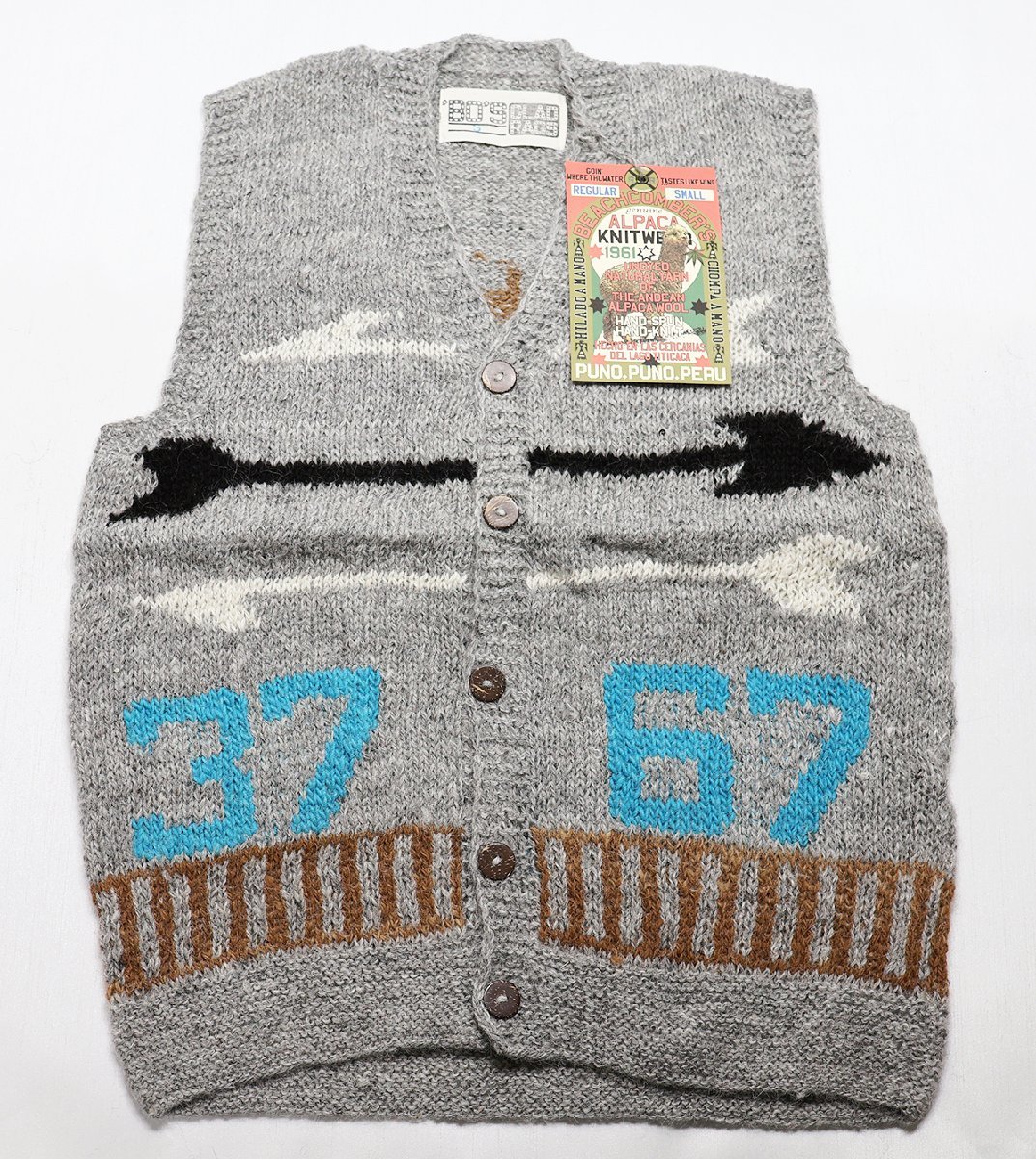 Bo's Glad Rags (ボーズグラッドラグス) 1960s 'Bo's Vest “Monterey 37-67” ニットベスト K17-03LGY 未使用品 S / バーンストーマーズ