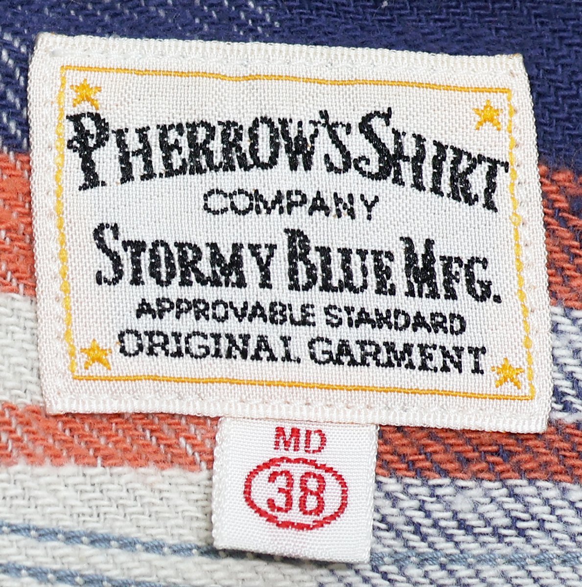 Pherrow's (フェローズ) STORMY BLUE フランネル ワークシャツ ネイビー size M / ネルシャツ / ストーミーブルー_画像7
