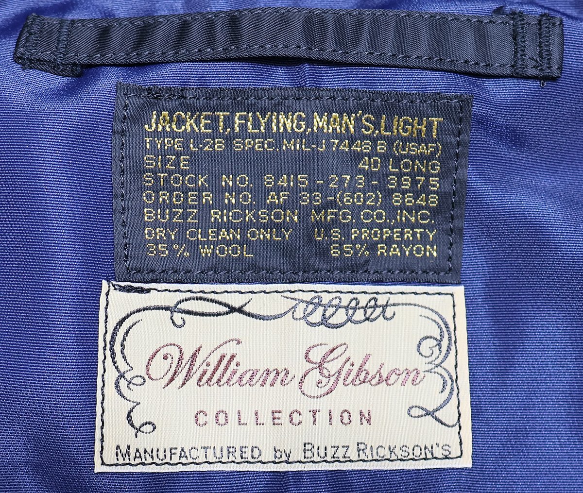 BuzzRickson's (バズリクソンズ) ウィリアムギブソンコレクション Type BLACK L-2B (LONG) BR14967 未使用品 ブラック size 40(L)_画像8