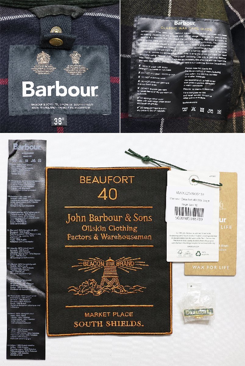 Barbour (バブアー) 40th Anniversary Beaufort / 40周年記念モデル ビューフォート ワックスジャケット MWX2254 美品 セージ size 38_画像10