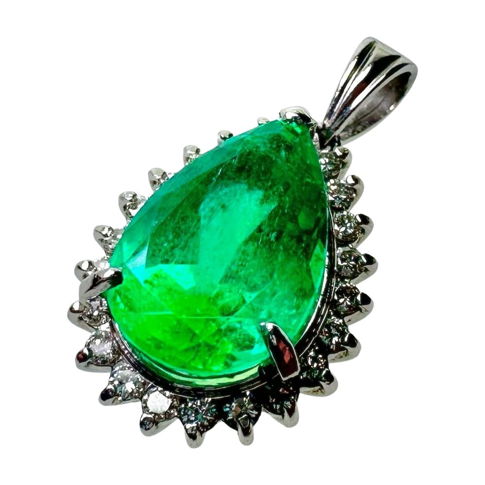安価 ペンダントトップ 計0.36ct ダイヤモンド 4.38ct エメラルド Pt900プラチナ レディース 4.6g エメラルド