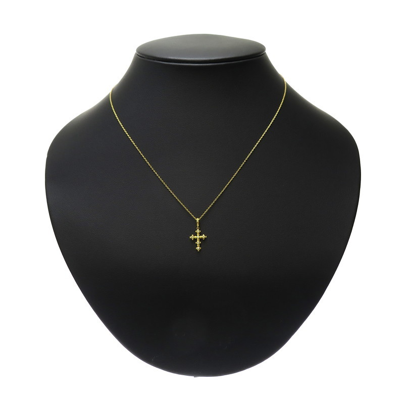 AHKAH/ Ahkah memorial Cross diamond necklace K18 Gold 1.8g 42cm lady's 