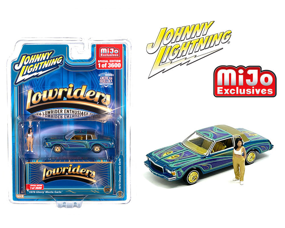Johnny Lightning 1/64 シボレー モンテカルロ 1978 ローライダー フィギア付き Lowriders Chevrolet Monte Carlo ミニカー_画像1