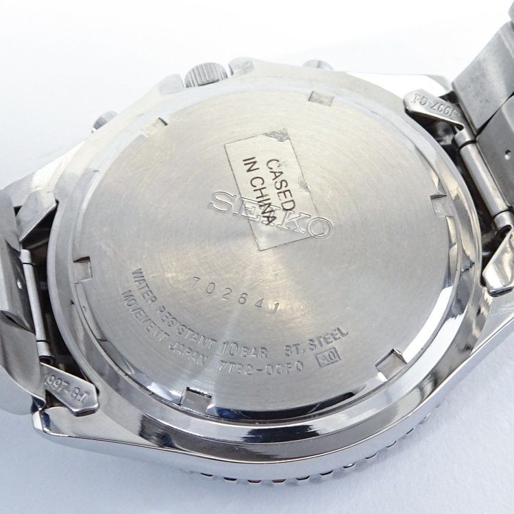 【1円/良品】セイコー SEIKO パイロットクロノグラフ ウォッチ 腕時計 7T92-0CF0 クォ－ツ SS ブルー 青文字盤 デイト 動作品_画像5