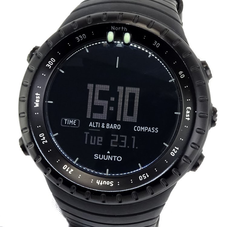 【1円】スント SUUNTO CORE アウトドアウォッチ 腕時計 SS014279010 クォーツ アルミ 黒文字盤 デジタル クロノ コンパス 多機能 動作品_画像1