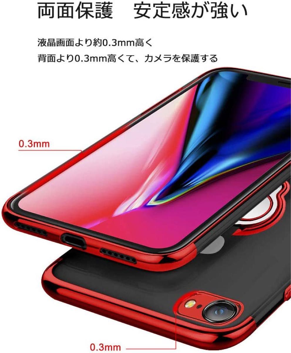 iPhone SE2用ケース 赤色 リング付き レッド 透明 TPU 薄型 軽量 人気　オシャレ iPhone7/8/SE3も可