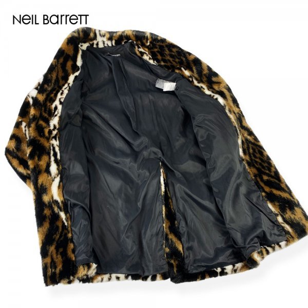 ★超激レア美品/ハンガー付き★ Neil Barrett ニール・バレット レオパード(ヒョウ柄) エコファー オーバーサイズ ロングコート イタリア製_画像2