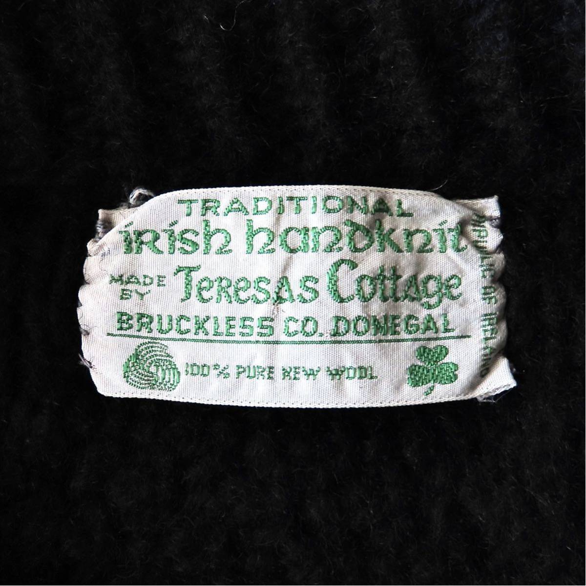 ビンテージ Teresas Cottage ドネガルウールハンドニットアランニットセーター S相当 ブラック アイルランド製 フィッシャーマン ケーブル_画像7