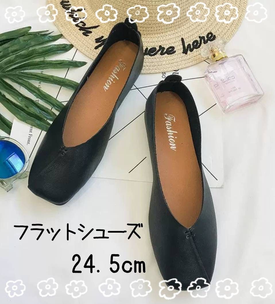 フラットシューズ パンプス バブシュー  2way 24.5cm ブラック 黒 入学式 卒業式