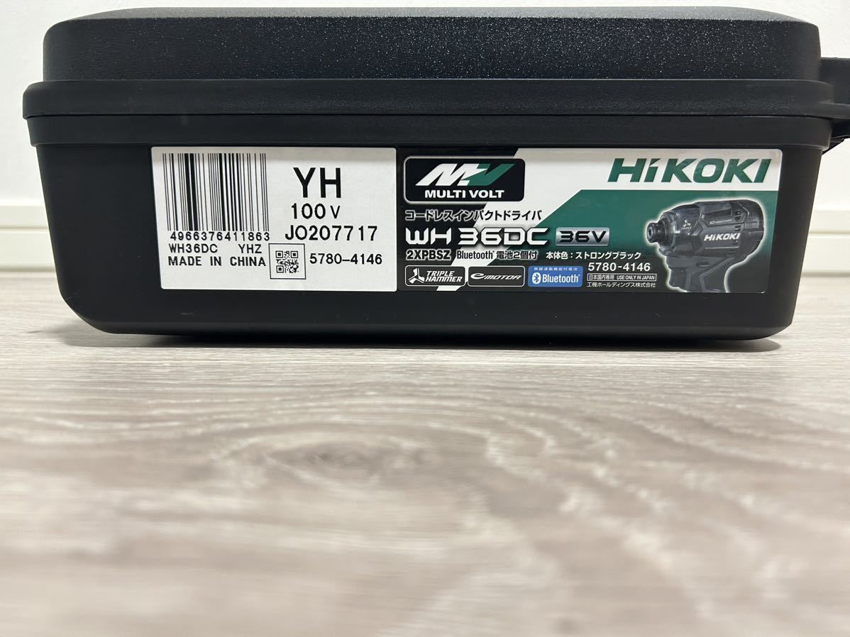 未使用品 Hikoki ハイコーキ WH36DC ２XPBSZ コードレス インパクトドライバ バッテリー2個 36V ブラック 日立工機 電動工具 DIY_画像2