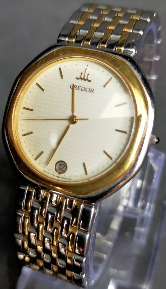 腕時計 SEIKO CREDOR 7772-6000 クォーツ 18KTベゼル 稼働品 セイコー クレドール_画像1
