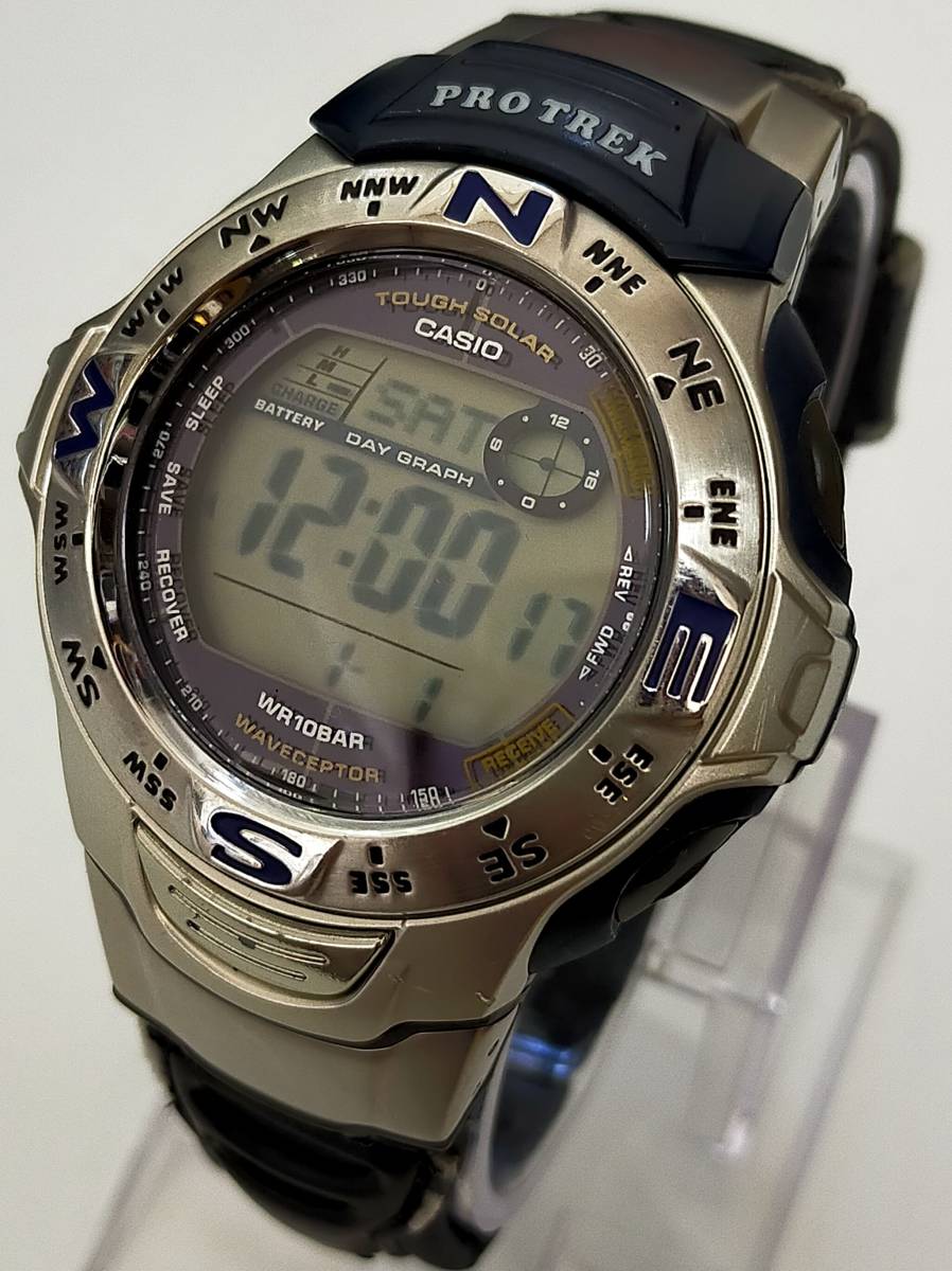 腕時計 CASIO PRO TREK PRW-100BJ 電波 ソーラー充電不良 動作品 カシオ プロトレック_画像1