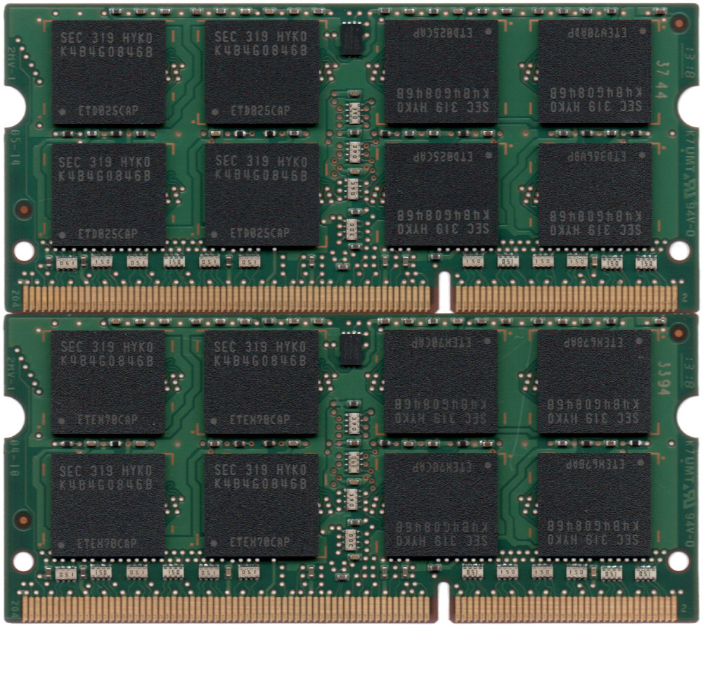 【DDR3 8GBx2枚 合計16GB ノートPC用】＜動作確認済＞SAMSUNG 低電圧 1.35V DDR3L-1600 (PC3L-12800S) M471B1G73BH0-YK0 2枚【中古】H955_Memtestでの検査の結果エラーなし！