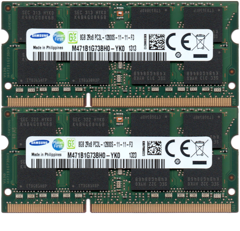 【DDR3 8GBx2枚 合計16GB ノートPC用】＜動作確認済＞SAMSUNG 低電圧 1.35V DDR3L-1600 (PC3L-12800S) M471B1G73BH0-YK0 2枚【中古】H965_写真の商品をお届けいたします！