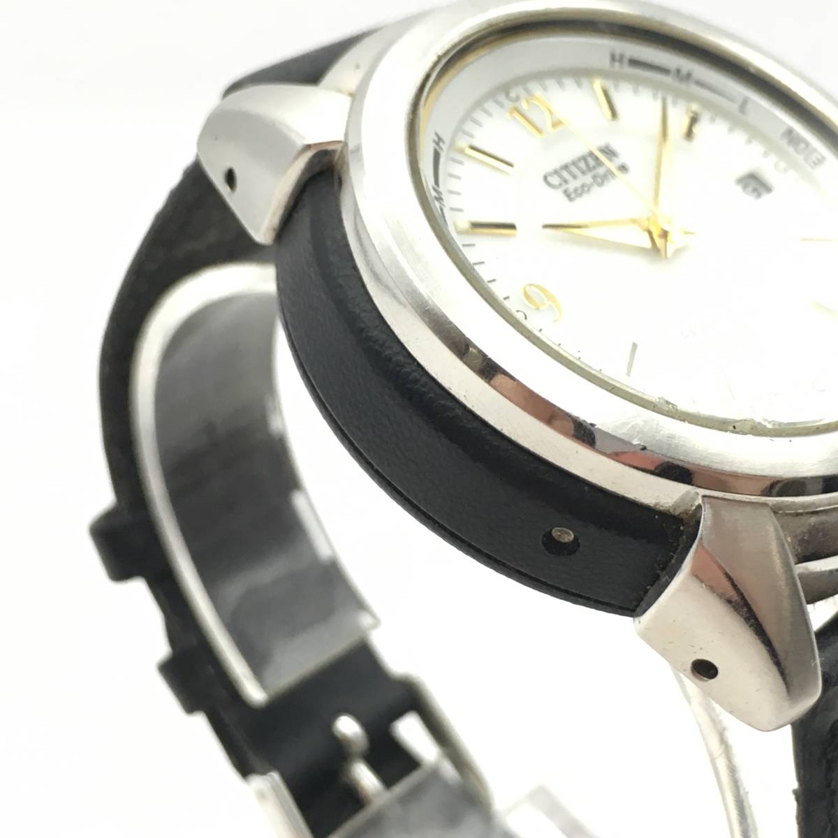 ◯A10-11 CITIZEN/シチズン Eco-Drive エコドライブ 3針 Date デイト メンズ 電波ソーラー 腕時計 A412-T002587 不動ジャンク品_画像5