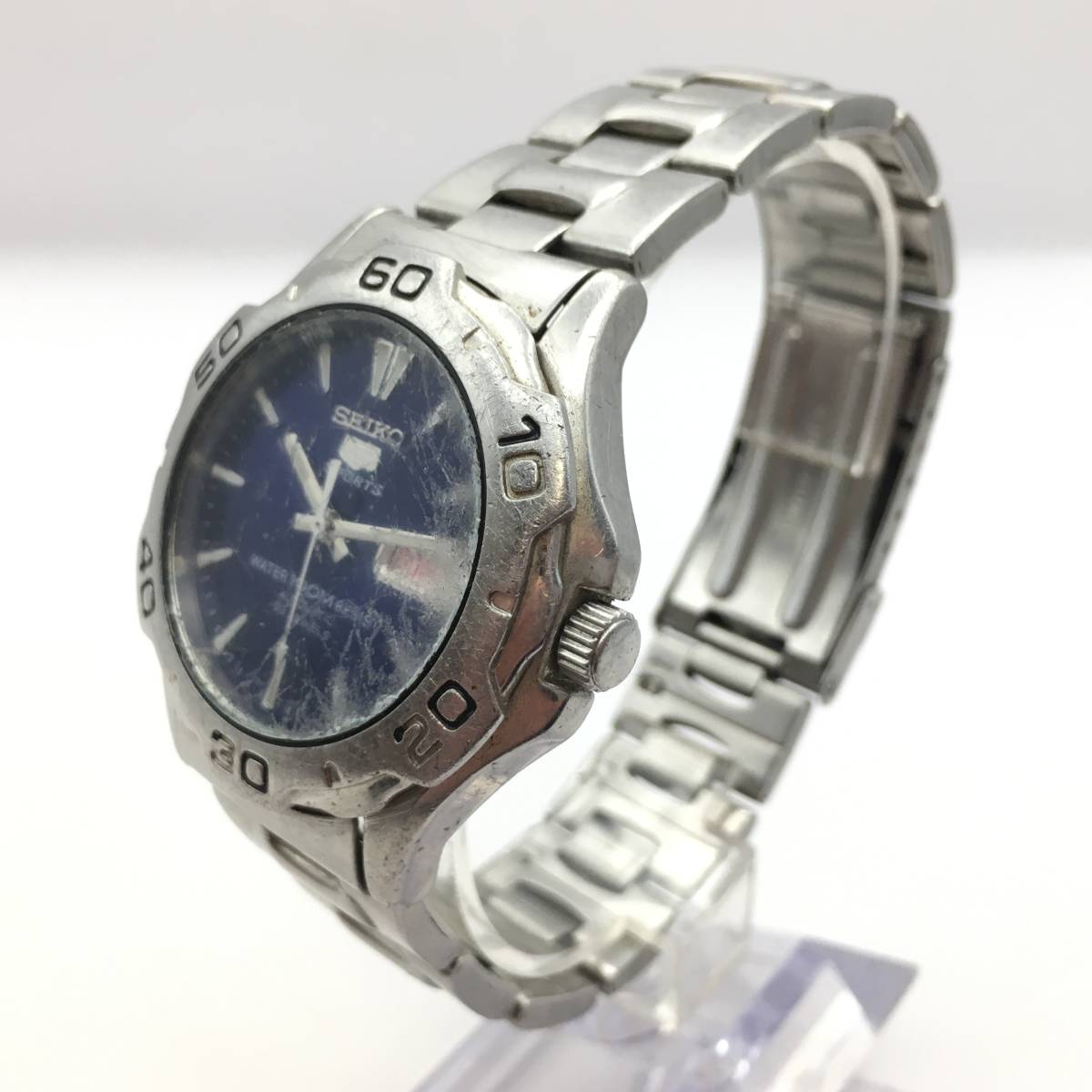 ◯N10-280 SEIKO/セイコー 5 SPORTS スポーツ 3針 Day-Date デイデイト メンズ 自動巻き 腕時計 7S36-00A0 稼働品_画像1