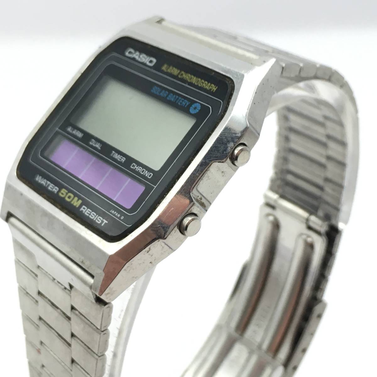 ◯P10-213 CASIO/カシオ アラームクロノ デジタル文字盤 メンズ ソーラー 腕時計 WS-82 不動ジャンク品_画像4