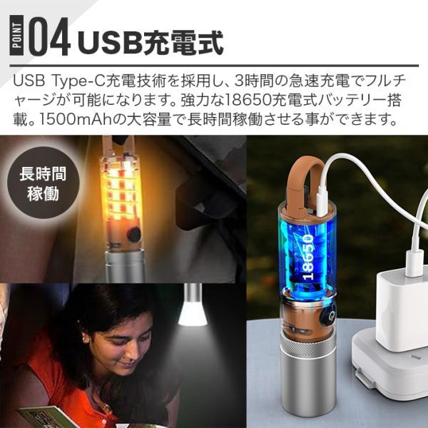 懐中電灯 ランタン LEDライト 明るい 強力 超高輝度 ズーム調整可能 長遠射_画像7