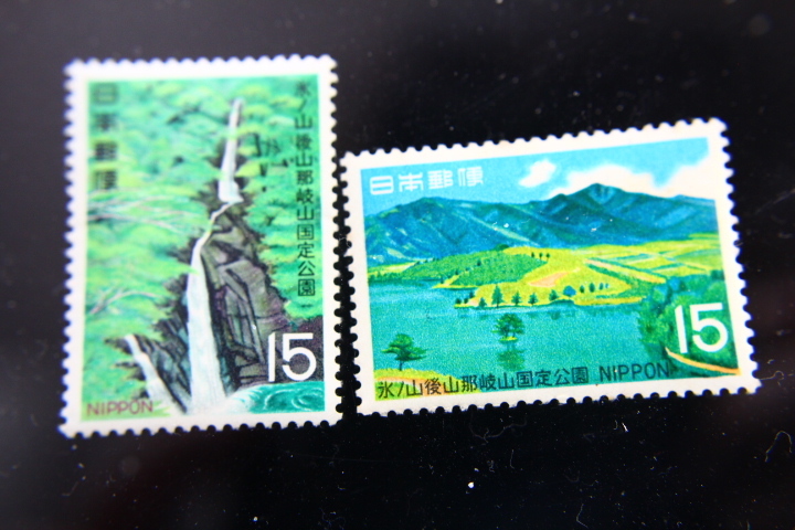 【即決K151】送料63円 国定公園切手 氷ノ山・後山・那岐山　15円×2枚 1969年(昭和44年) 型価計100_画像1