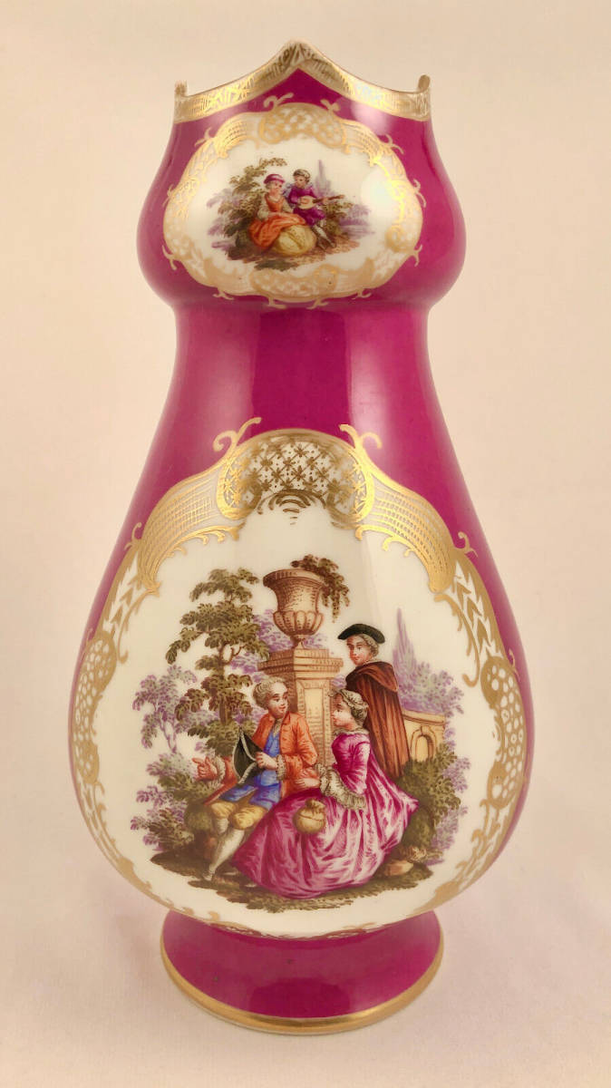  antique Wolfsohn Dresden vase manner light Akira . hand ..Weatteau scene antique antique goods Vintage 