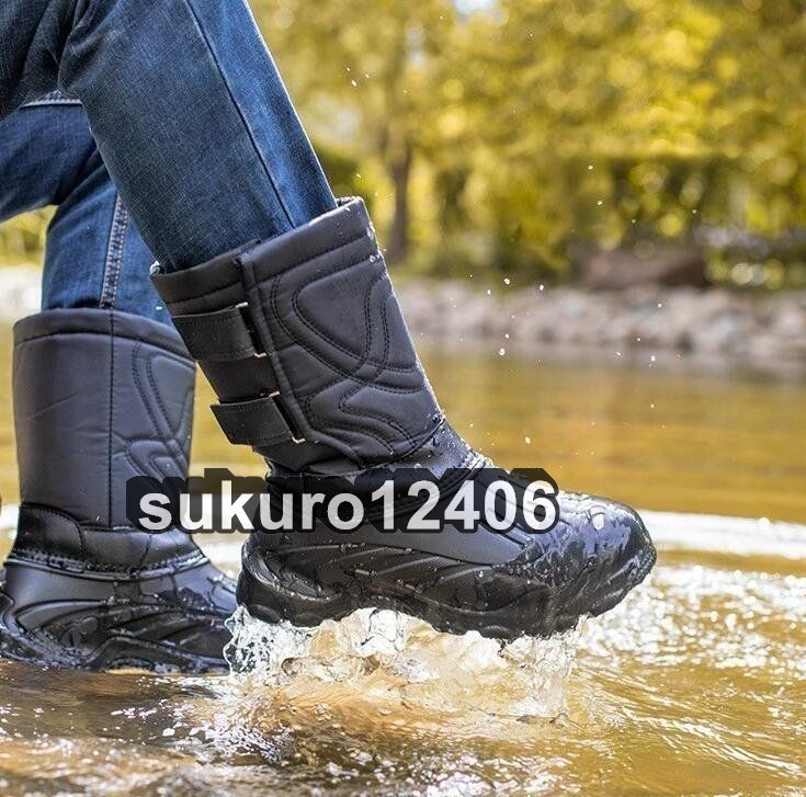 防寒 ブーツ メンズ レインブーツ25~28cm メンズ スノーブーツ 防水 撥水 防滑 二重構造 インナー取り外し可能_画像4