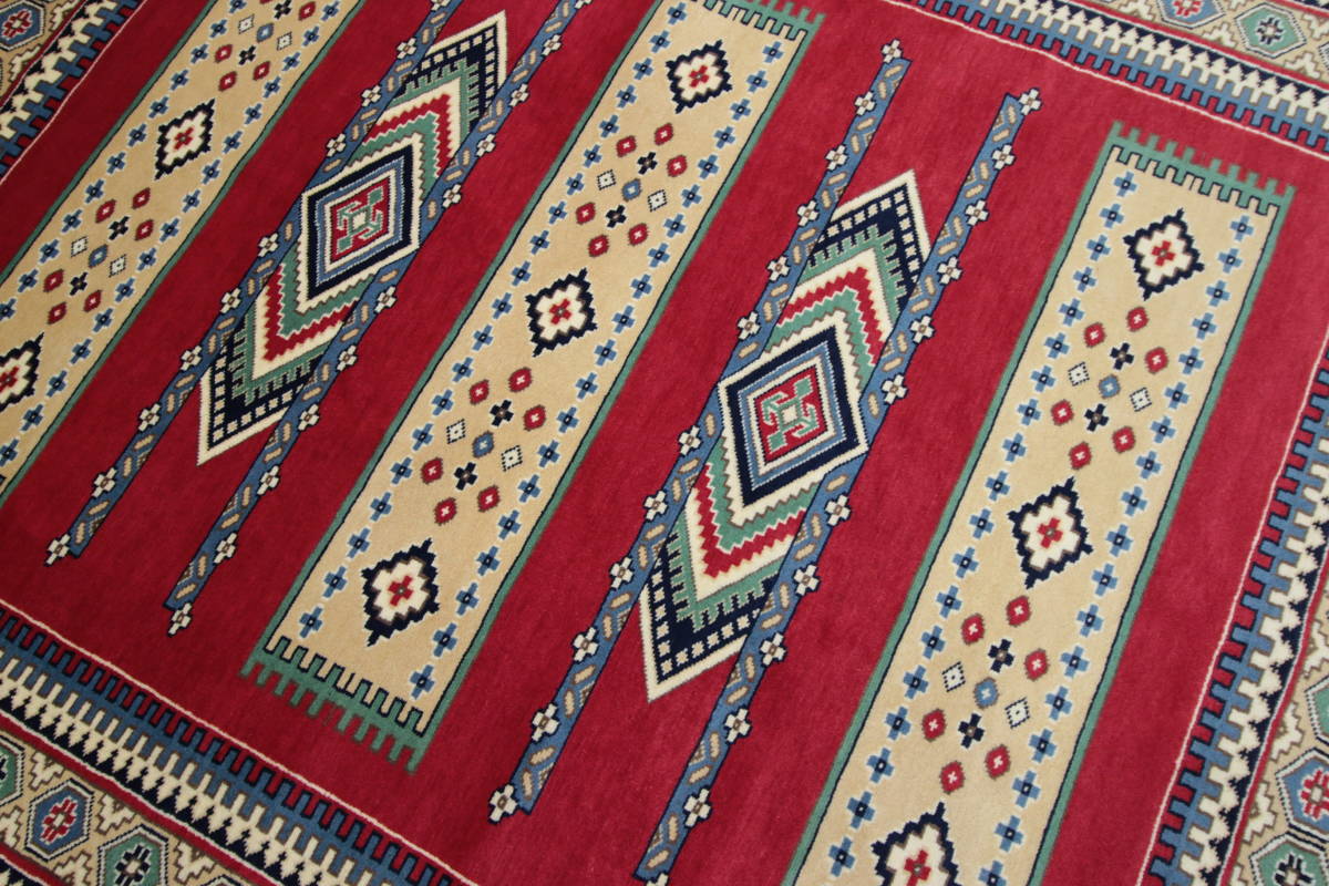 新品　SALE　デパート品質　大判高級カーペット　パキスタン手織り絨毯　リビングラグ　198x241cm　＃137_画像9