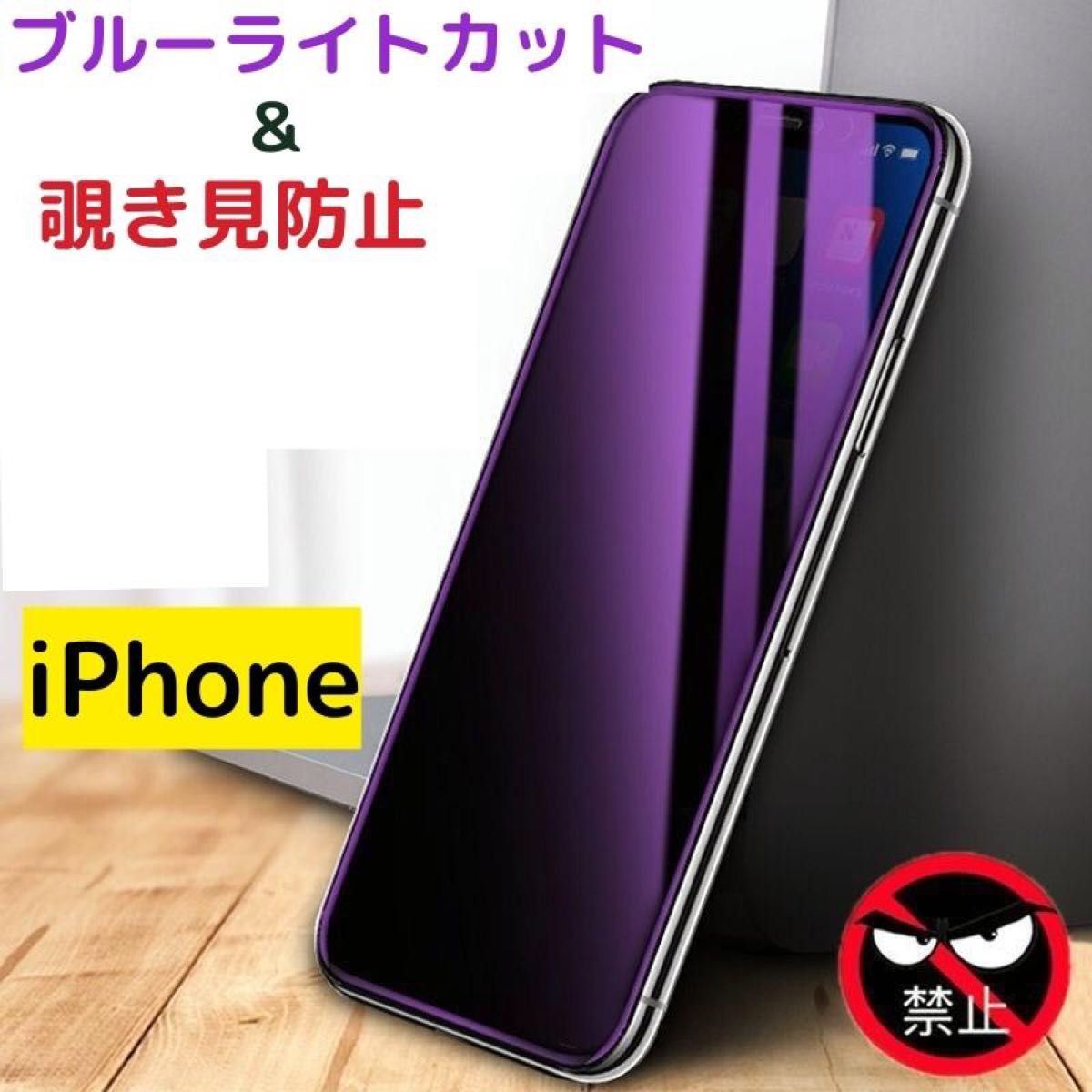 iPhone 15Pro 覗き見防止 ブルーライトカット 強化ガラス フィルム ガラスフィルム 保護フィルム 指紋防止　9H