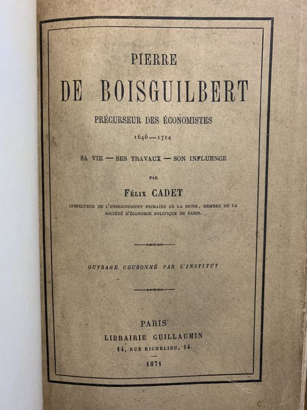 1871年　Felix Cadet, Pierre de Boisguilbert.　ピエール・ボアギュベール_画像2
