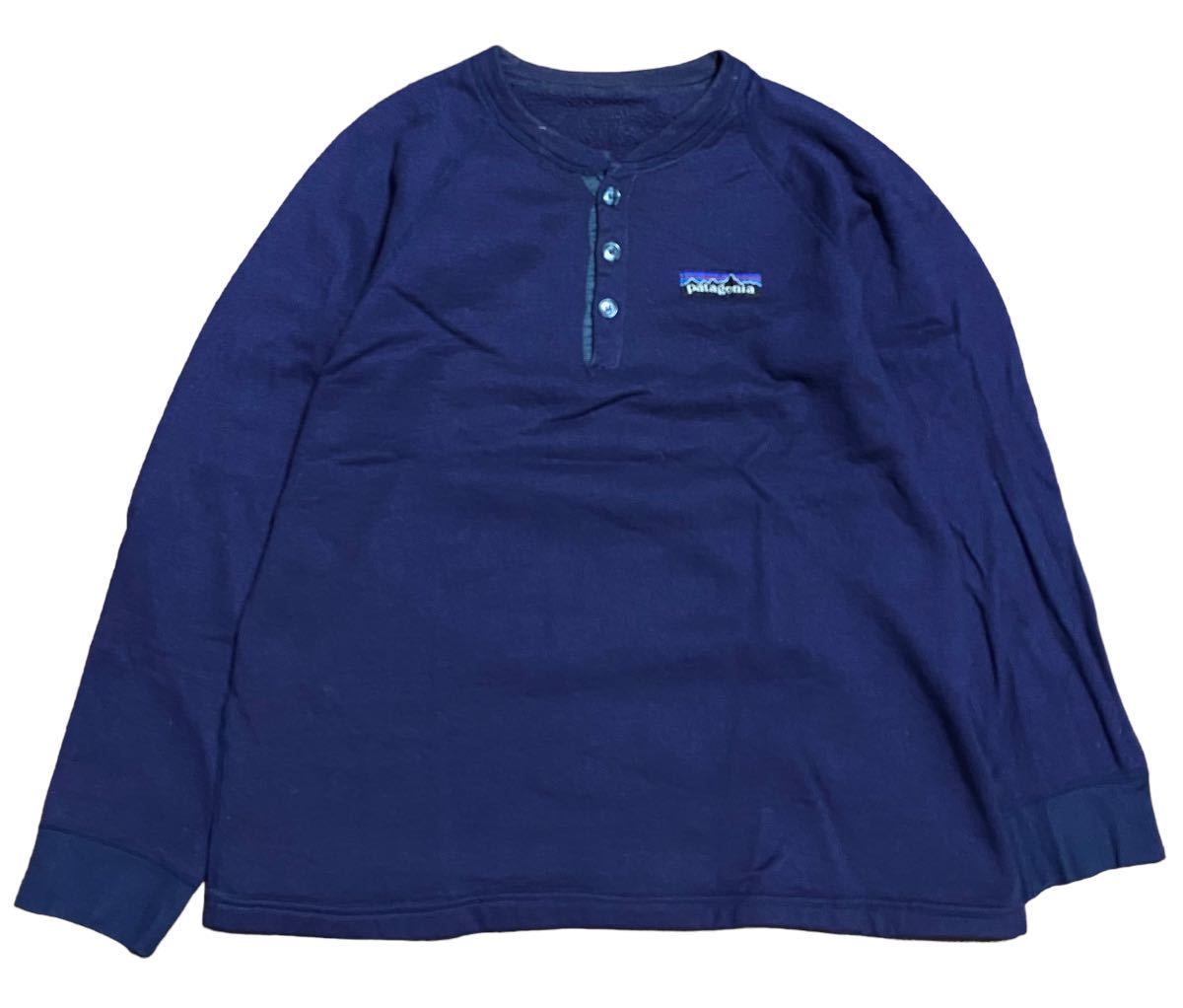 ビンテージ 80s patagonia パタゴニア デカタグ ヘンリーネック フリース カットソー ネイビー L