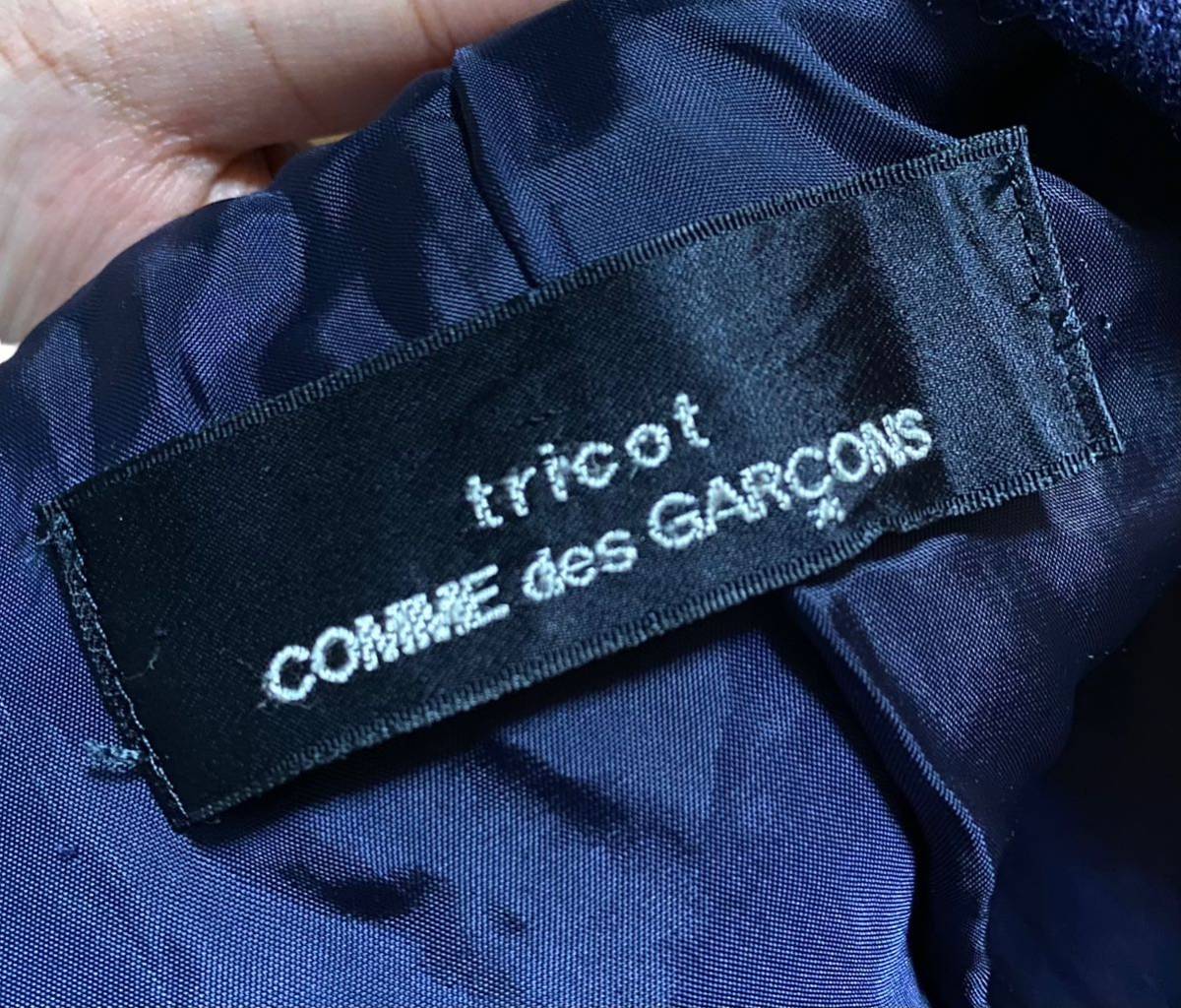 90s tricot COMME des GARCONS トリコ ギャルソン ワイドシルエット ウールジャケット ネイビー ワンサイズ_画像4