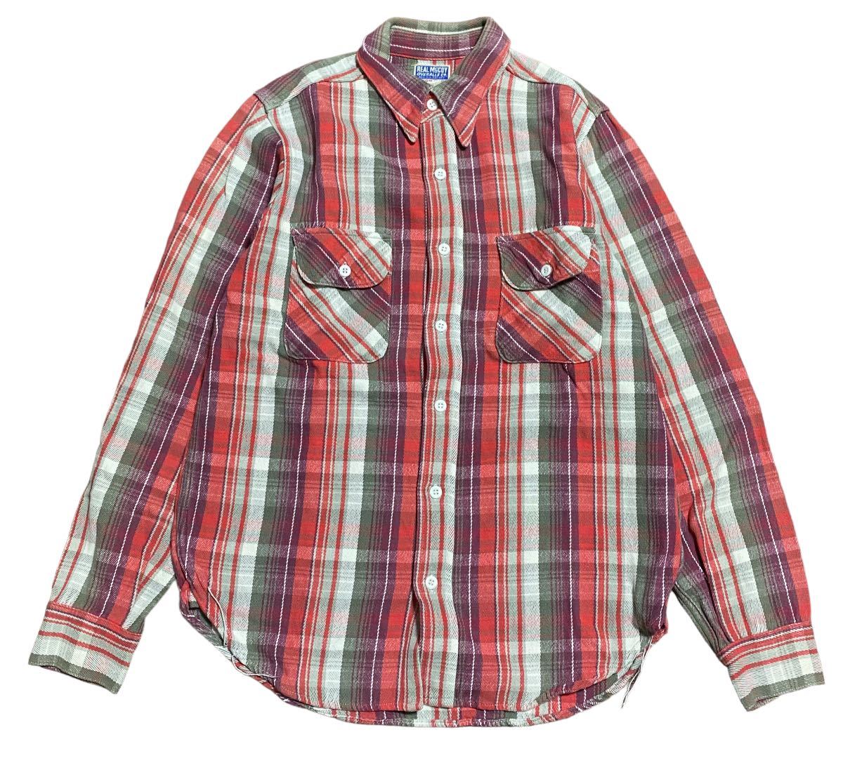 近年モデル THE REAL McCOY'S Flannel Shirt リアルマッコイズ フランネルシャツ 赤系 15