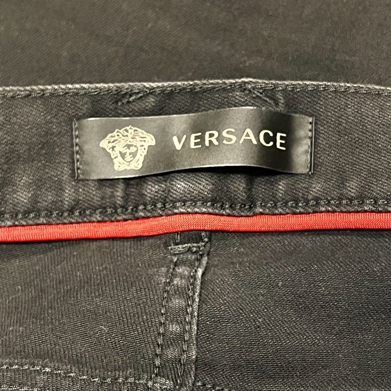 VERSACE ヴェルサーチェ TAYLOR FIT メデューサ スタッズ ストレッチ コットン パンツ ブラック size 30 メンズ 正規品_画像6