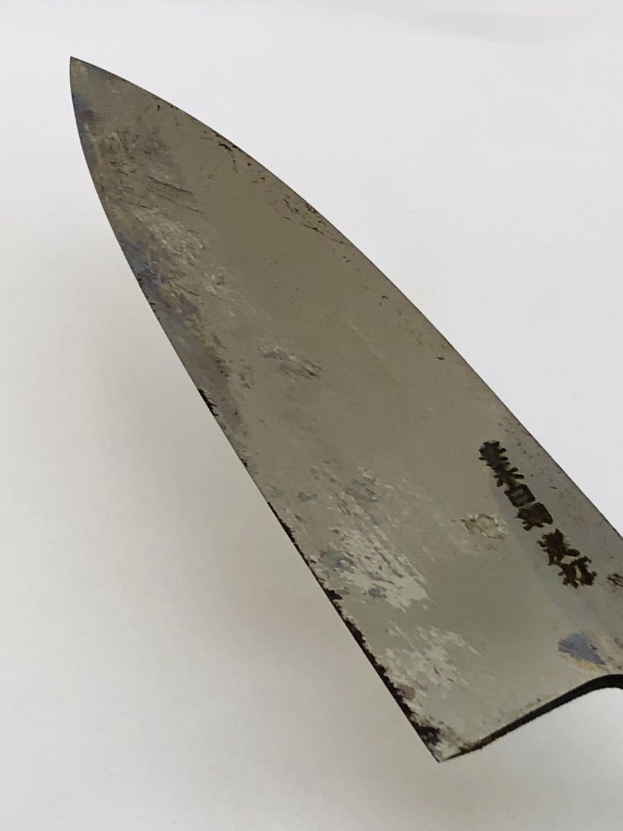 康之 安来白鋼 炭打 出刃包丁 総重量291g 刃渡り:約19.5cm 料理器具_画像6