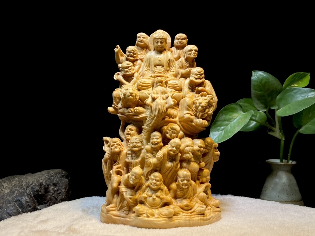 十八羅漢 仏教美術 仏像 仏教工芸品 木彫り コレクション 手職人手作り 美術品 精密雕刻_画像8
