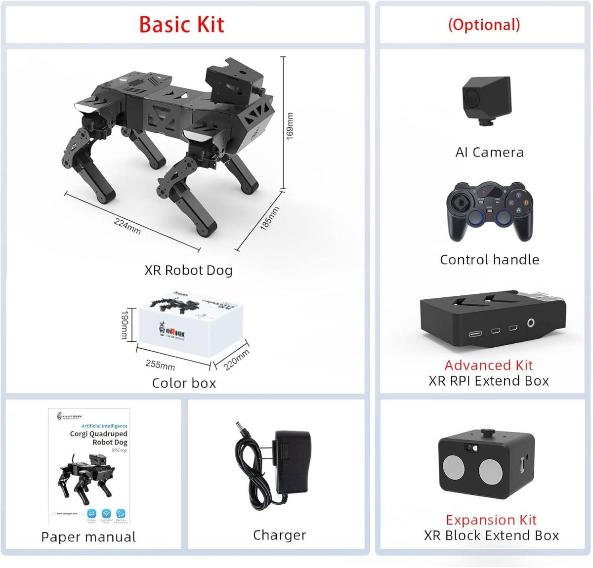 ESP32 Basic Kit XiaoR GEEK バイオニック ロボット犬キット、12 DOF プログラム可能な金属 STEM_画像5