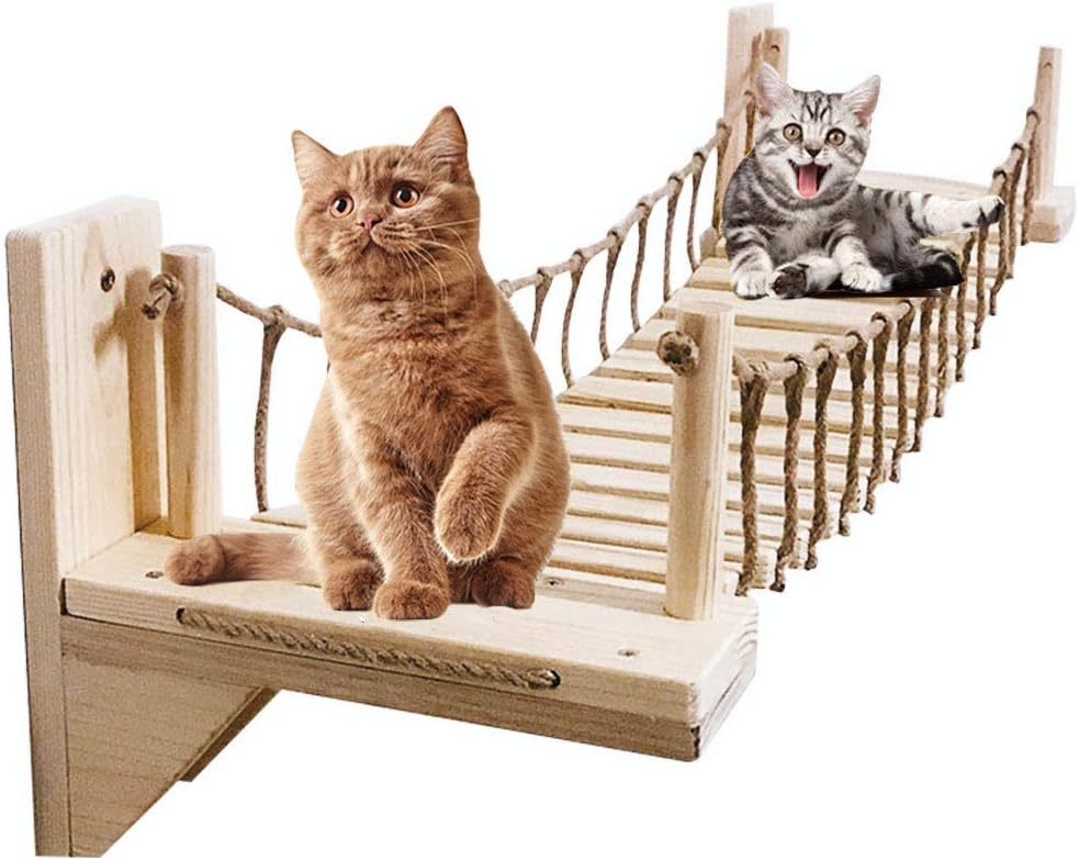 140cm Umoraキャットタワー 木製 吊り橋 猫ベッド 遊び場 ハンモック ストレス解消 運動不足解消 組み立て簡単（140_画像1
