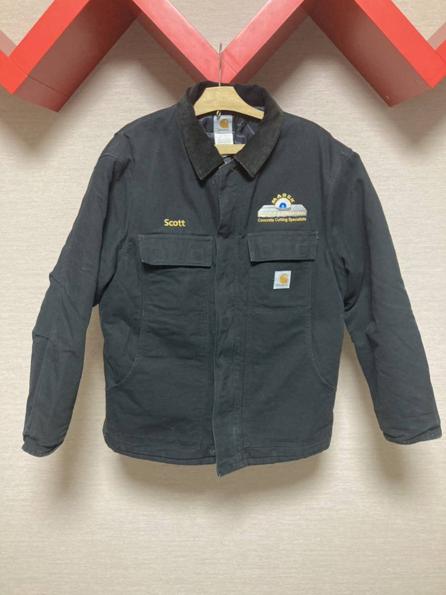 1000円スタート 極上90s希少ビンテージ カーハート Carhartt トラディショナルコートダック地 BLKサイズL 希少Made in USA検チャンピオン_画像1