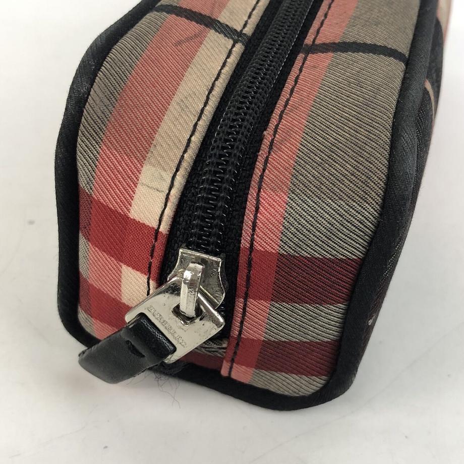 BURBERRY Burberry check pattern pen case pouch red brand 