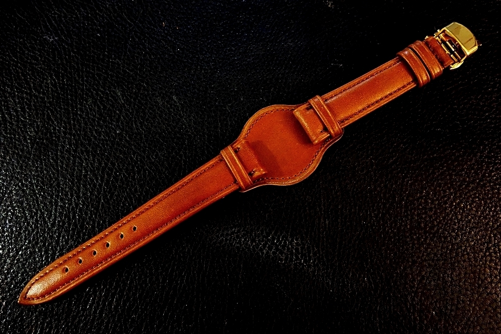 ◆台座付 D-Buckle Vintage Belt◆国産本牛革ヴィンテージカーフ Custom Order(台座SIZE/BUCKLE) 16mm BROWN 受注生産 日本製 腕時計ベルト_画像1