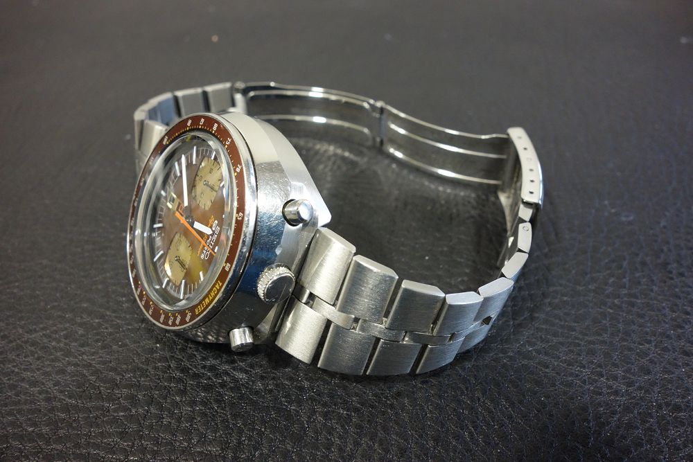 SEIKO Speed Timer 5Sports BRACELET 6138-0040 茶黒ウマ用 Stainless 新品 社外品 アンティーク クロノグラフ ベルト ツノ_画像10