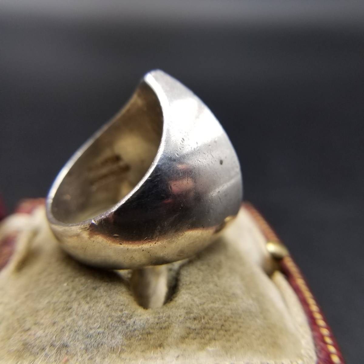ALICIA Mexico TAXCO dent design Teardrop curve car b925 Vintage silver ring ring jewelry 14.5gY13-L