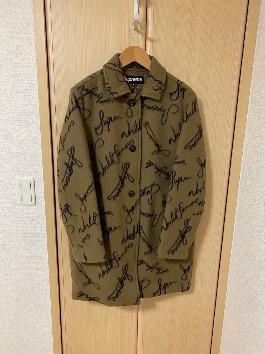 supreme 2020FW script logos wool over coat tan M