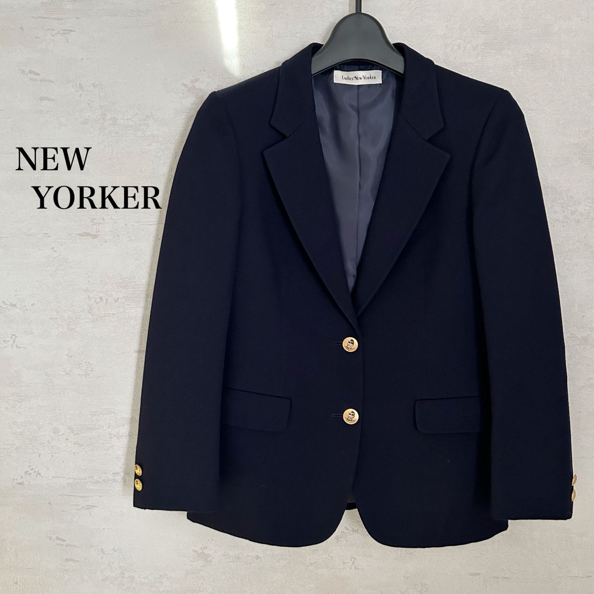 Ladies'NEWYORKER ウール100%紺テーラードジャケット金ボタン Ladies'NEWYORKER ウール100%紺テーラードジャケット金ボタン