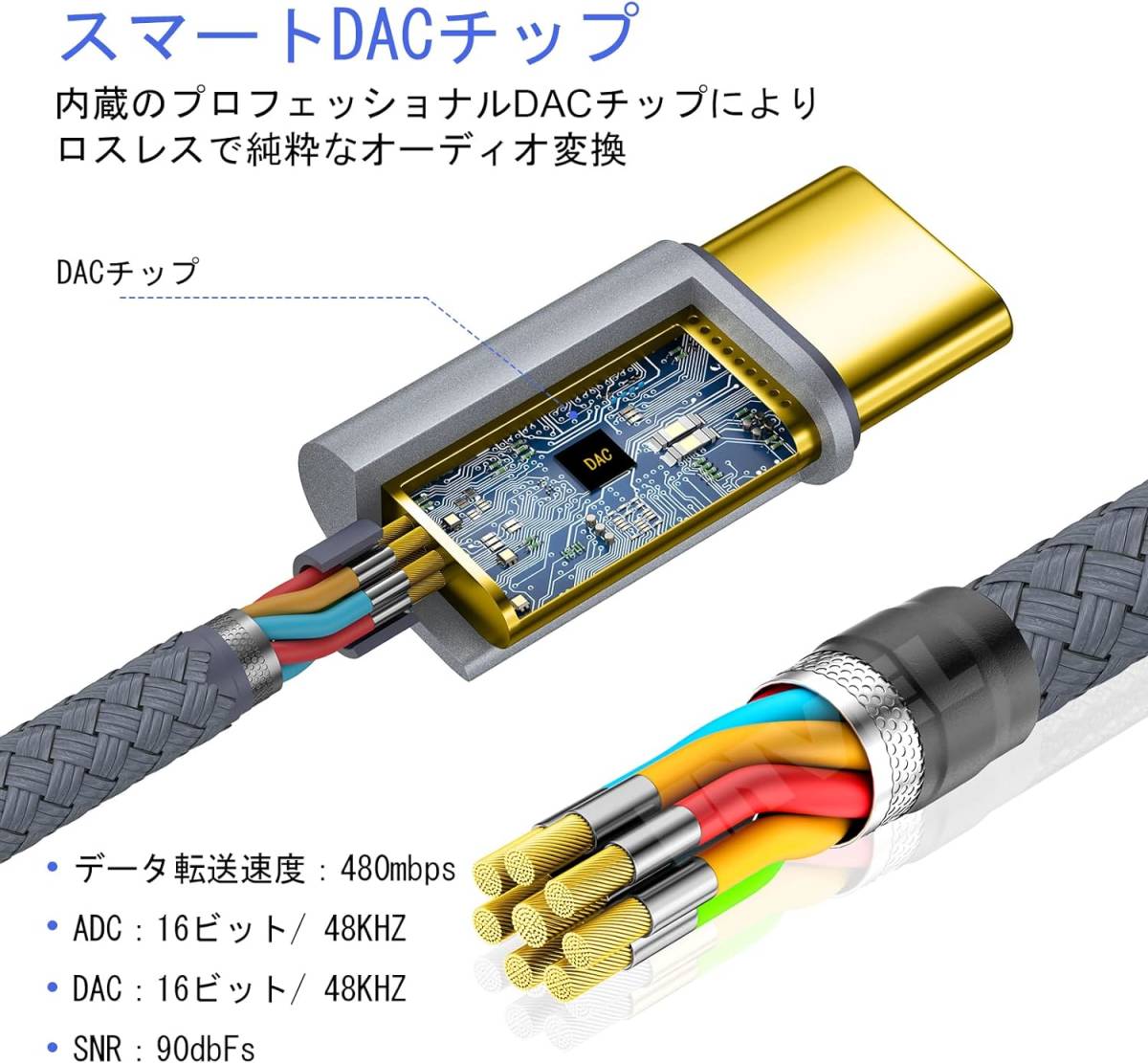 イヤホン ジャック 変換 タイプc イヤホン アダプター 2個セット USB Type C 3.5 mm オーディオ 変換 Samsung Galaxy S23 S22 S21 S20_画像7