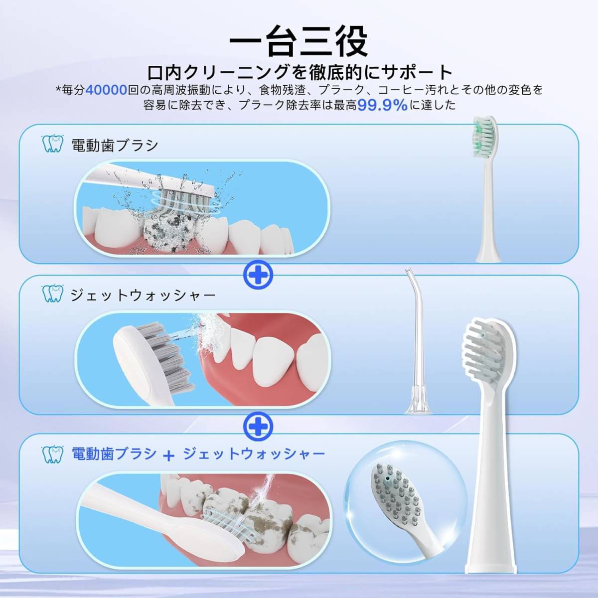 【2024年最革新の2in1口腔洗浄機】口腔洗浄器 ジェットウォッシャー JoySmile 2WAY 口腔洗浄器 歯ブラシノズル2本 3段階モー